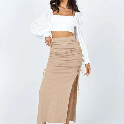 Women's knitted slit slim fit hip skirt
