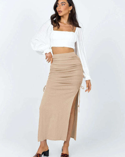 Women's knitted slit slim fit hip skirt