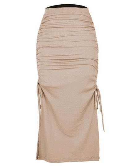 Women's knitted slit slim fit hip skirt