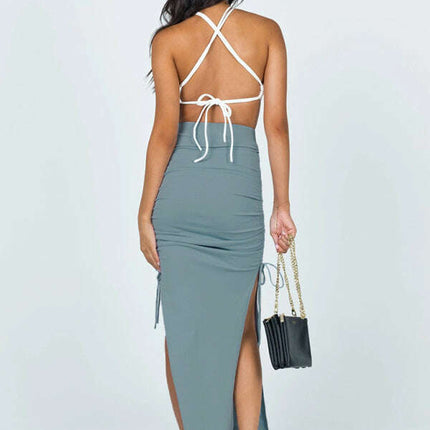 Women's knitted slit slim fit hip skirt