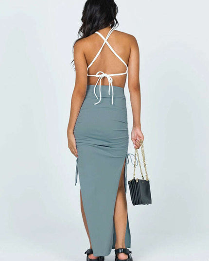 Women's knitted slit slim fit hip skirt