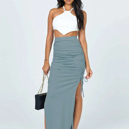 Women's knitted slit slim fit hip skirt