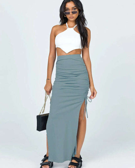 Women's knitted slit slim fit hip skirt