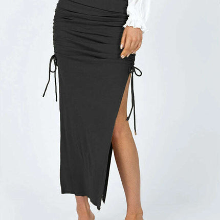 Women's knitted slit slim fit hip skirt