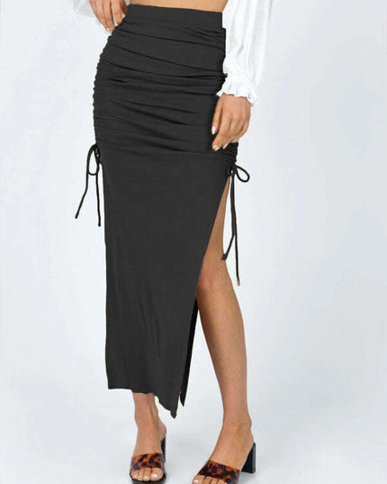 Women's knitted slit slim fit hip skirt