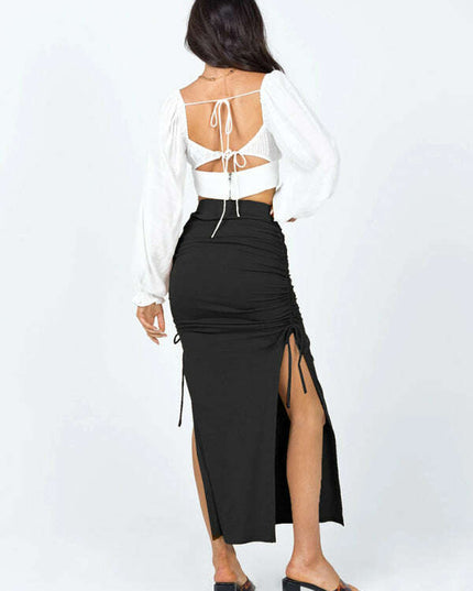 Women's knitted slit slim fit hip skirt
