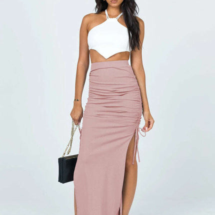 Women's knitted slit slim fit hip skirt