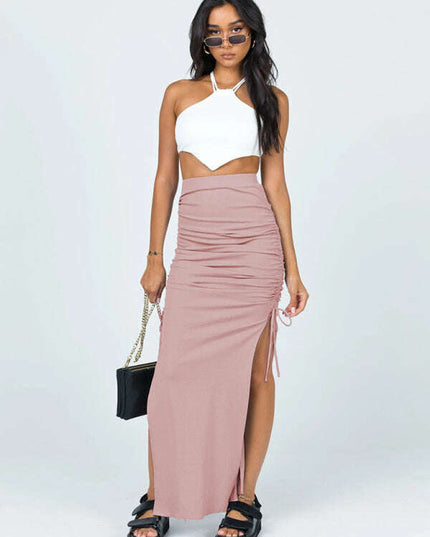 Women's knitted slit slim fit hip skirt