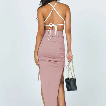 Women's knitted slit slim fit hip skirt