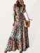 Floral Pleated Swing Dress with V-Neck