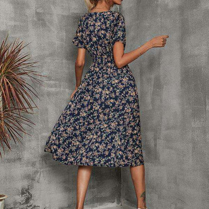 Elegant Floral V-Neck Summer Dress for Effortless Style