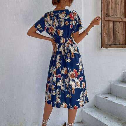 Elegant Floral V-Neck Summer Dress for Effortless Style