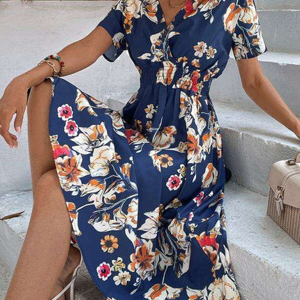 Elegant Floral V-Neck Summer Dress for Effortless Style