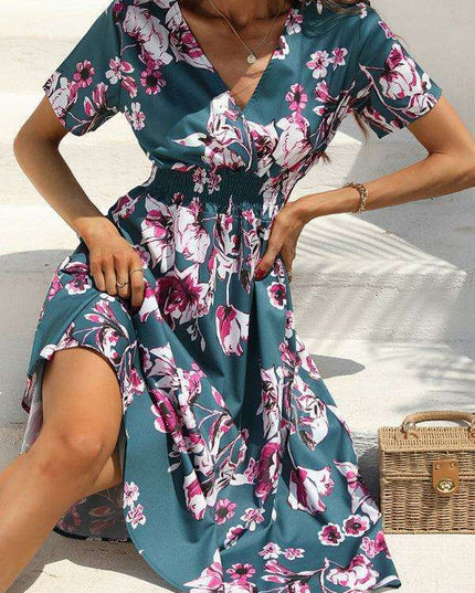 Elegant Floral V-Neck Summer Dress for Effortless Style