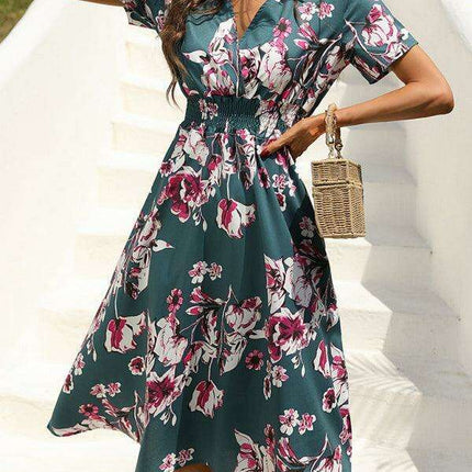 Elegant Floral V-Neck Summer Dress for Effortless Style