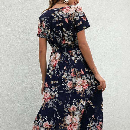 Elegant Floral V-Neck Summer Dress for Effortless Style