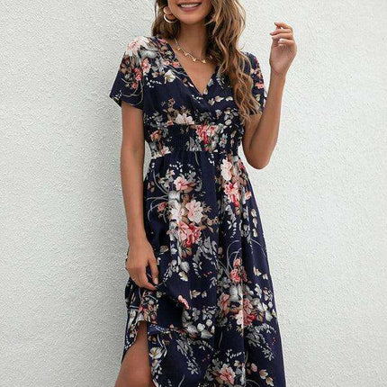 Elegant Floral V-Neck Summer Dress for Effortless Style