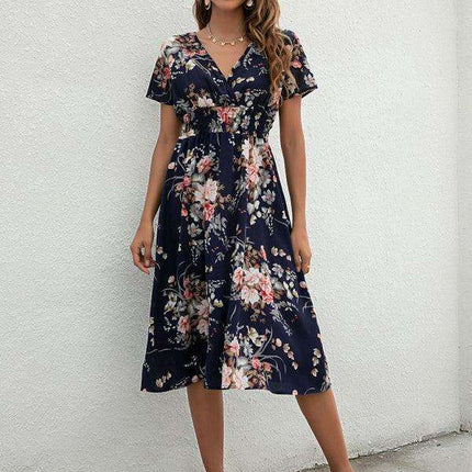 Elegant Floral V-Neck Summer Dress for Effortless Style