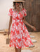 Elegant Floral Print V-Neck Short Dress for Summer Getaways