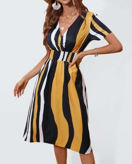 Floral Elegance V-Neck Summer Dress