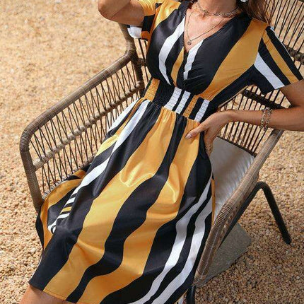 Floral Elegance V-Neck Summer Dress