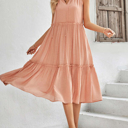 Women's Solid Color Casual V-Neck Sleeveless Loose Dress