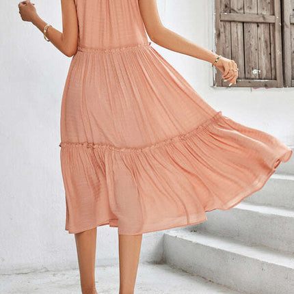 Women's Solid Color Casual V-Neck Sleeveless Loose Dress