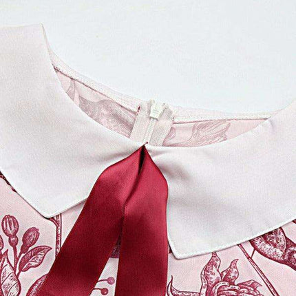 Delightful Summer Doll Collar Dress with Playful Print - Premium Polyester Blend