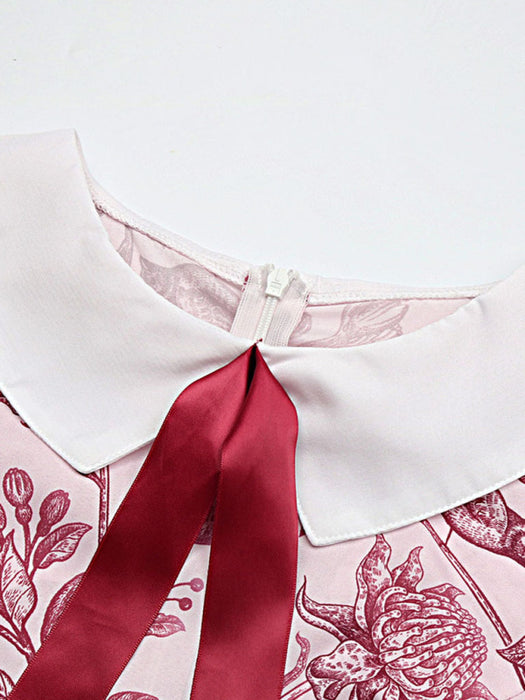Summer Chic Printed Doll Collar Dress - Premium Polyester Blend