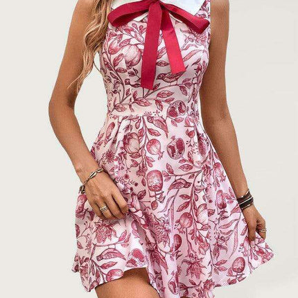 Delightful Summer Doll Collar Dress with Playful Print - Premium Polyester Blend