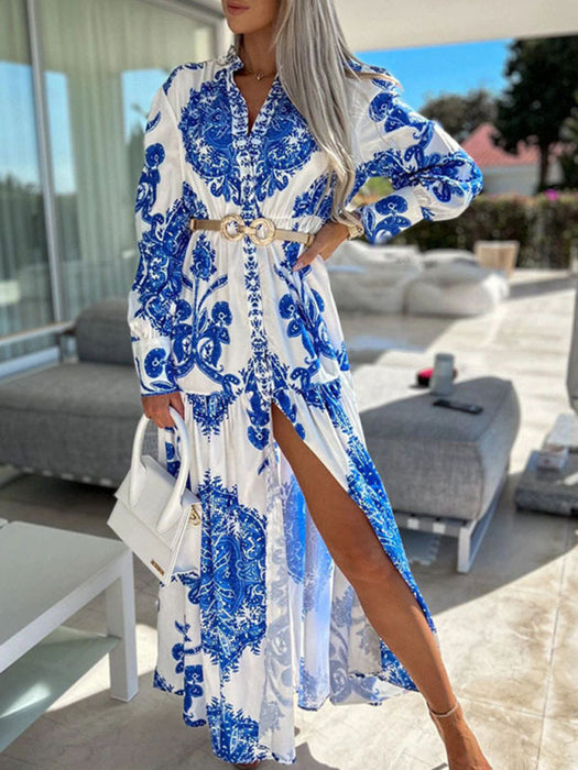 Bohemian Chic Vintage Long Sleeve Dress - Ideal for Summer Vacations and Parties
