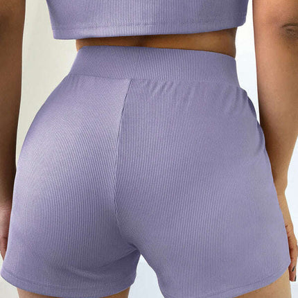 Women's knitted casual all-match ribbed shorts