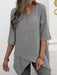 Cotton Linen Round Neck Irregular Shirt Half Sleeve Top