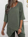 Cotton Linen Round Neck Irregular Shirt Half Sleeve Top