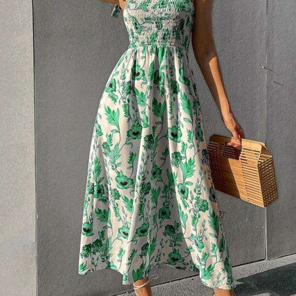 Chic Sleeveless Sling Print Maxi Dress for Effortless Elegance