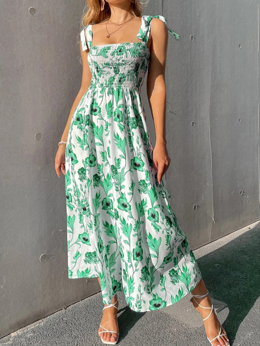 Elegant Slim Fit Printed Maxi Dress for Women