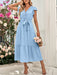 Lace V-Neck Casual Dress with Tie Waist in Solid Color