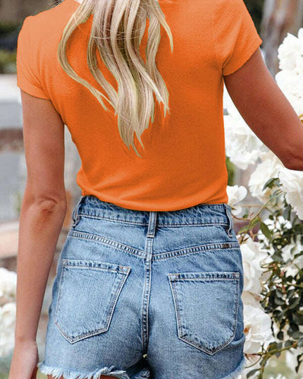 European and American women's sexy V-neck top T-blood short-sleeved women's