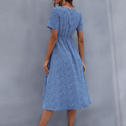 Chic Petite Floral Summer Dress with Short Sleeves