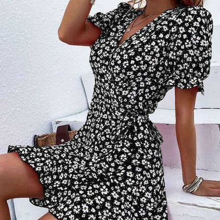 Bohemian Floral Ruffle Maxi Dress with Intricate Woven Design