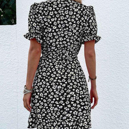 Bohemian Floral Ruffle Maxi Dress with Intricate Woven Design