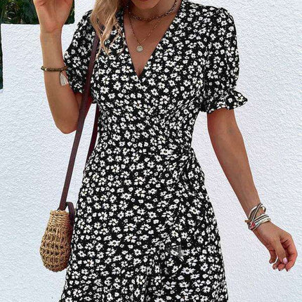 Bohemian Floral Ruffle Maxi Dress with Intricate Woven Design