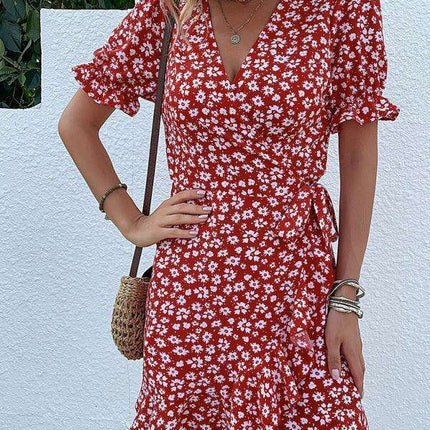 Bohemian Floral Ruffle Maxi Dress with Intricate Woven Design