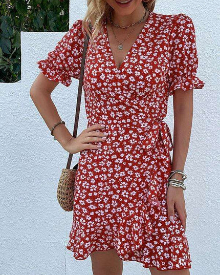 Bohemian Floral Ruffle Maxi Dress with Intricate Woven Design