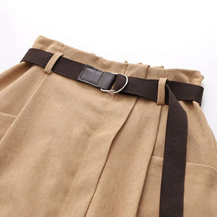 Women's pocket high waist slimming irregular mid length skirt