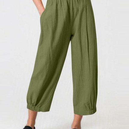 Chic Comfort: Women's High Waist Cotton Linen Harem Pants