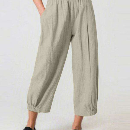 Chic Comfort: Women's High Waist Cotton Linen Harem Pants