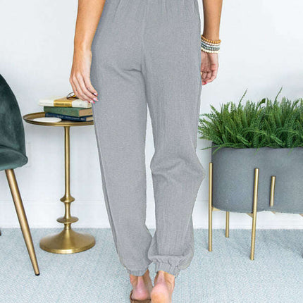 Women's Solid Color High Waist Casual Cropped Pants