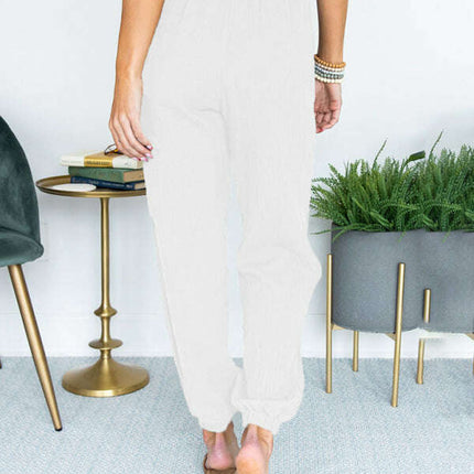 Women's Solid Color High Waist Casual Cropped Pants