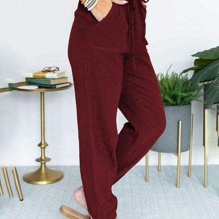 Women's Solid Color High Waist Casual Cropped Pants